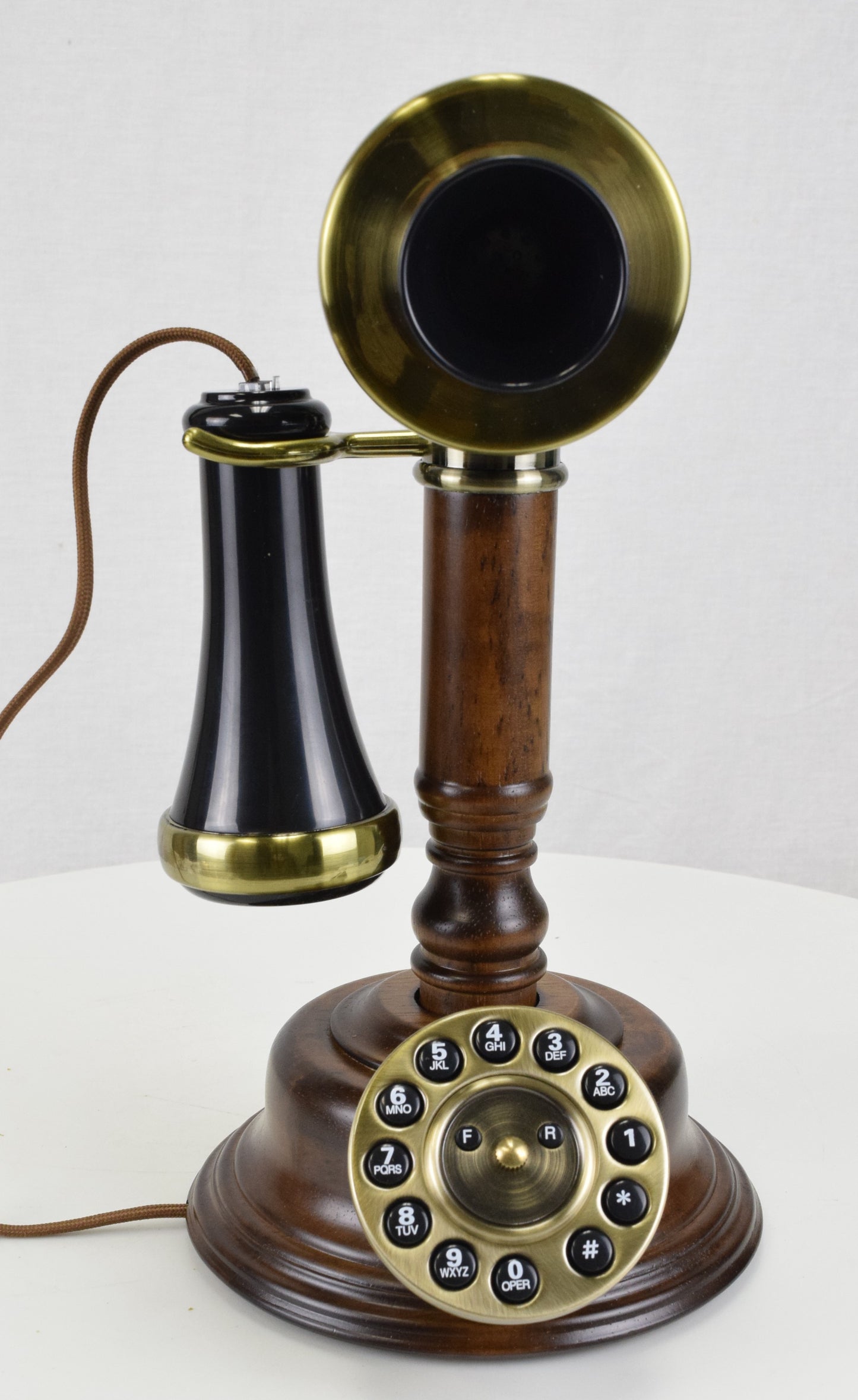 Roman Style Candlestick Telephone with Rotary Style Pushbutton Dial