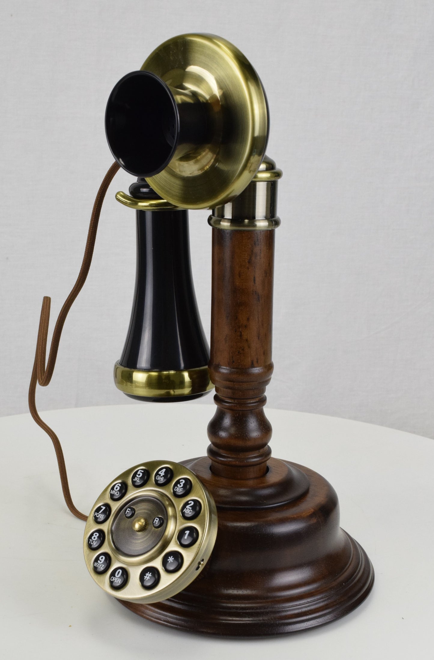 Roman Style Candlestick Telephone with Rotary Style Pushbutton Dial