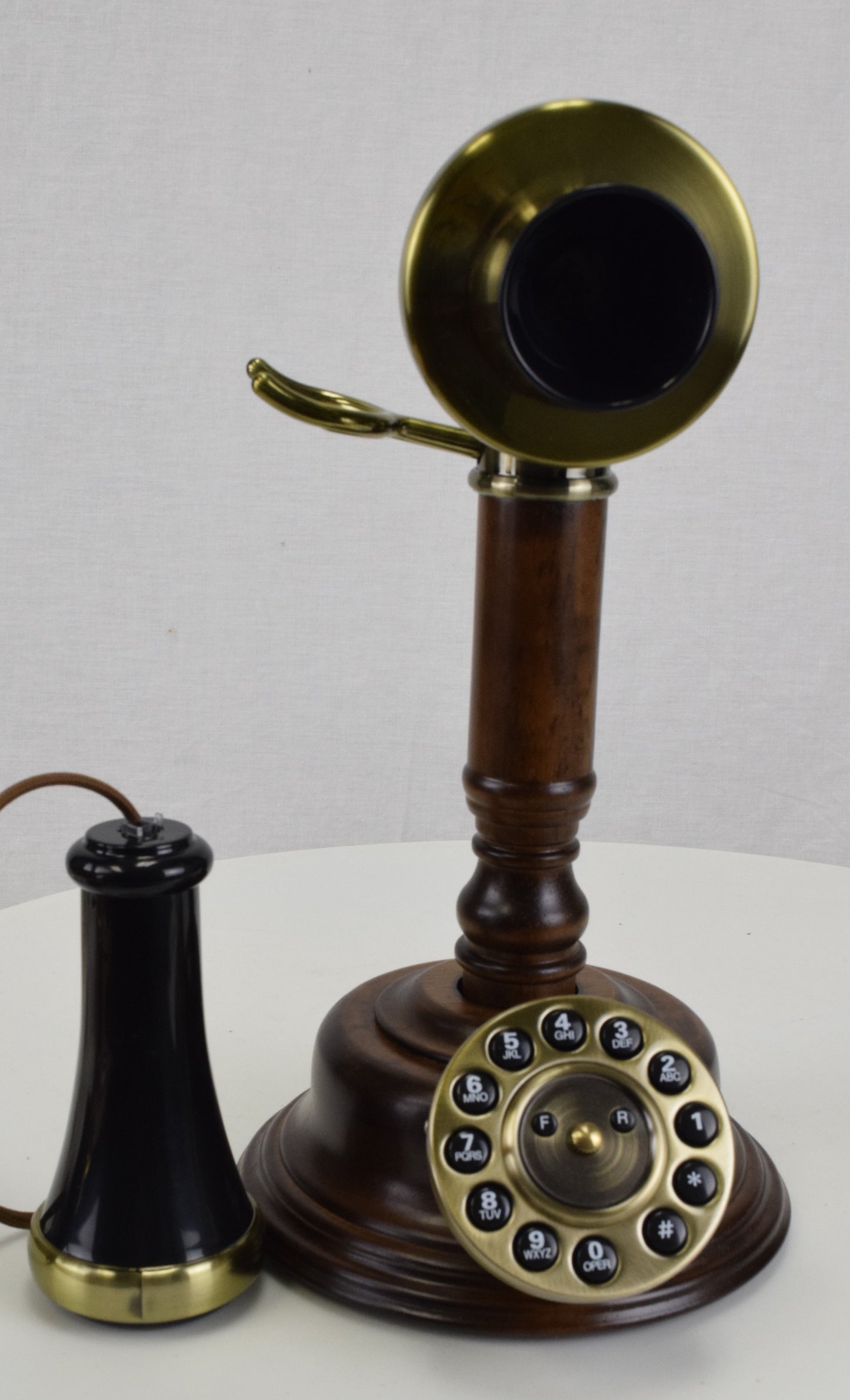 Roman Style Candlestick Telephone with Rotary Style Pushbutton Dial