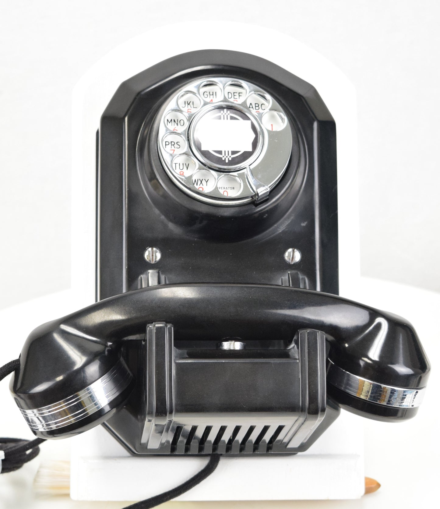 Automatic Electric 1940s Wall Telephone - Black with Chrome Trim