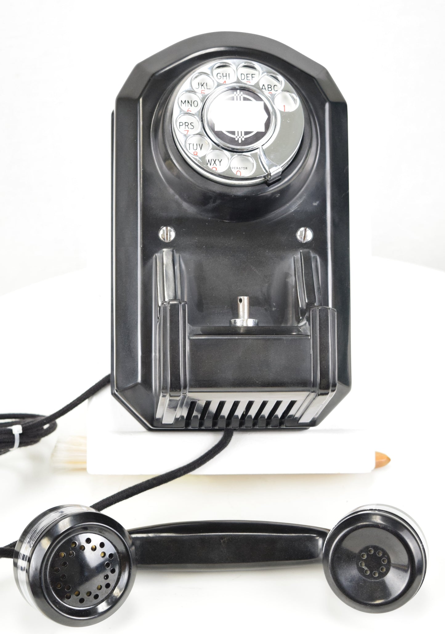 Automatic Electric 1940s Wall Telephone - Black with Chrome Trim