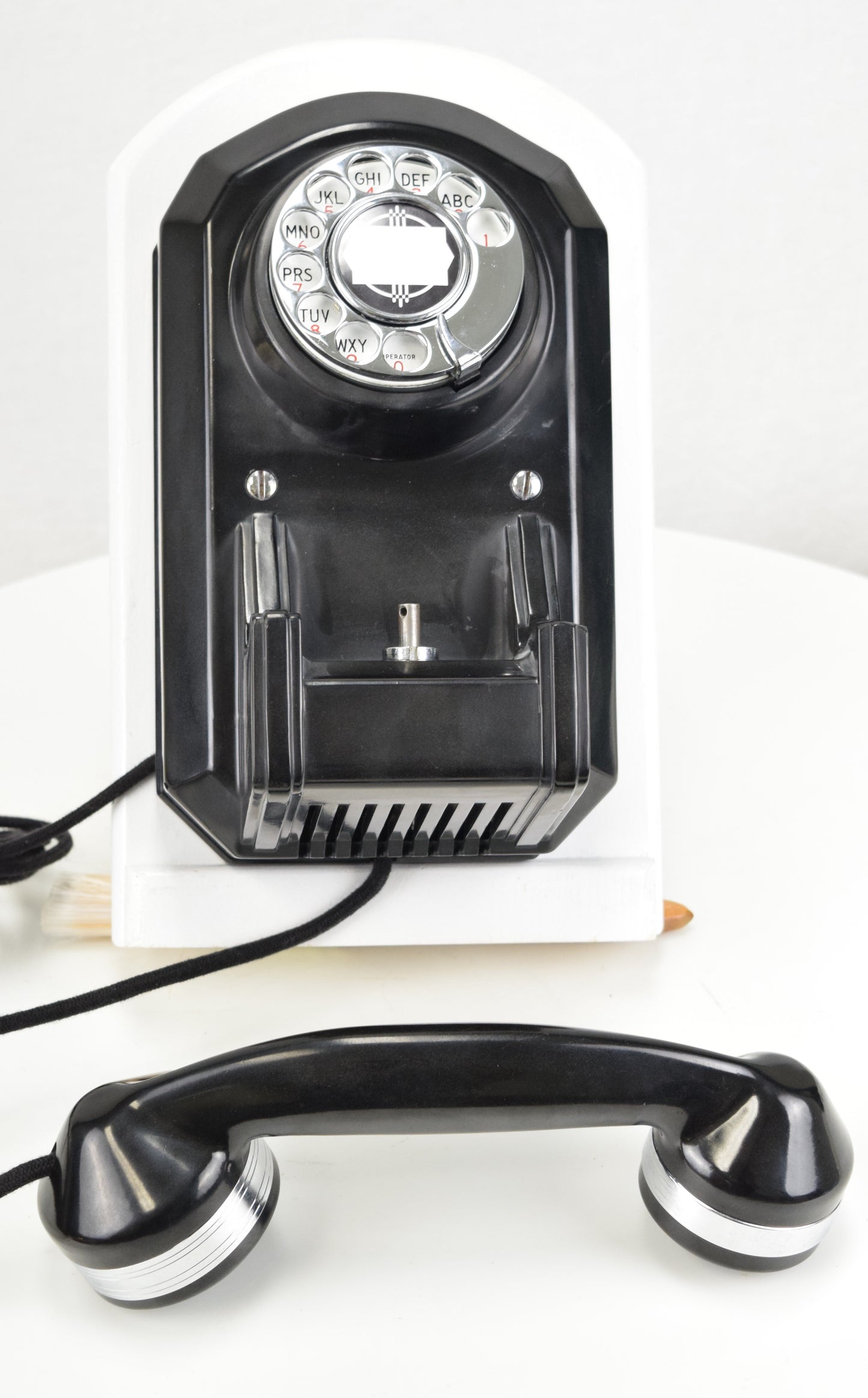 Automatic Electric 1940s Wall Telephone - Black with Chrome Trim