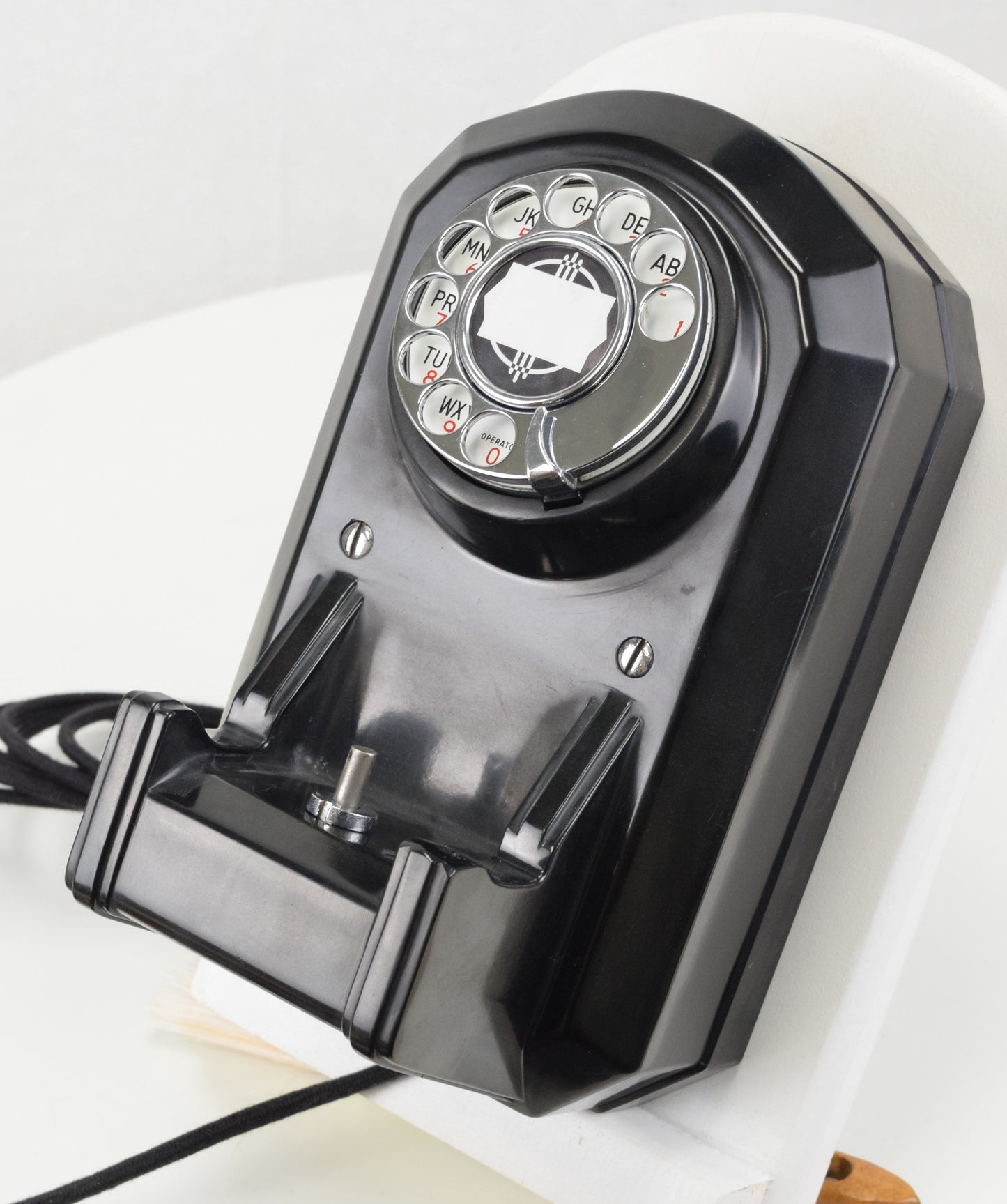 Automatic Electric 1940s Wall Telephone - Black with Chrome Trim