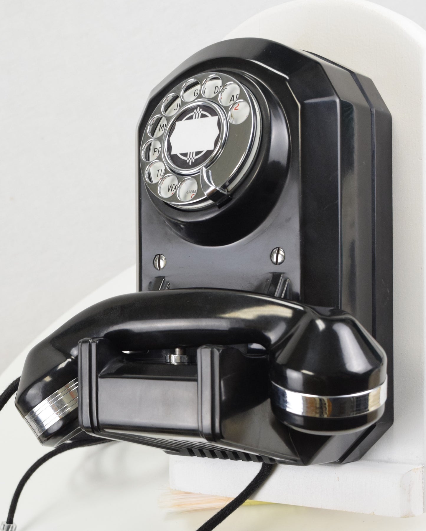 Automatic Electric 1940s Wall Telephone - Black with Chrome Trim