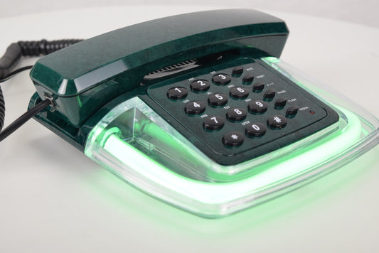 Neon Glow Telephone - Black/Clear with Green Light