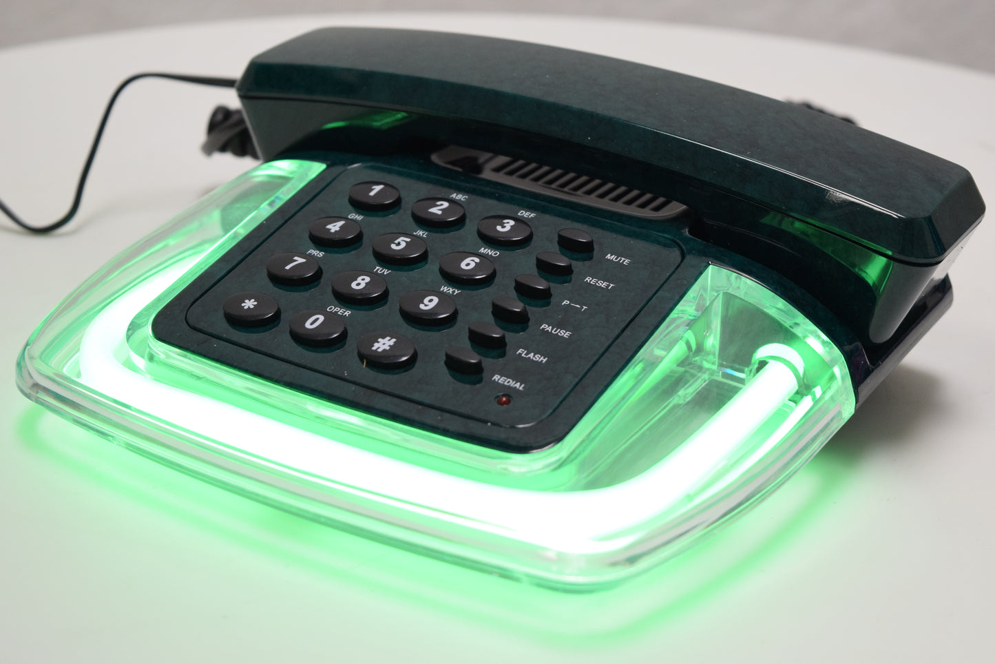 Neon Glow Telephone - Black/Clear with Green Light