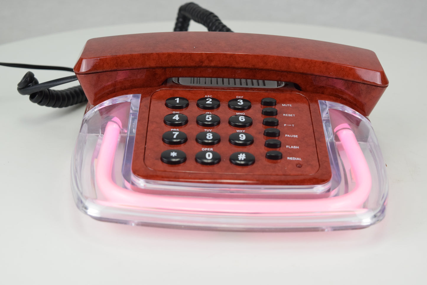 Neon Glow Telephone - Red/Clear with Pink Light