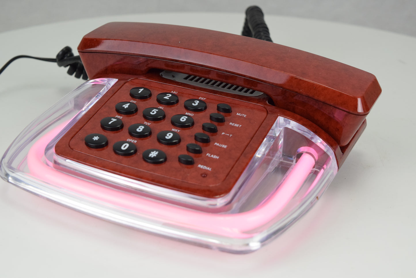 Neon Glow Telephone - Red/Clear with Pink Light