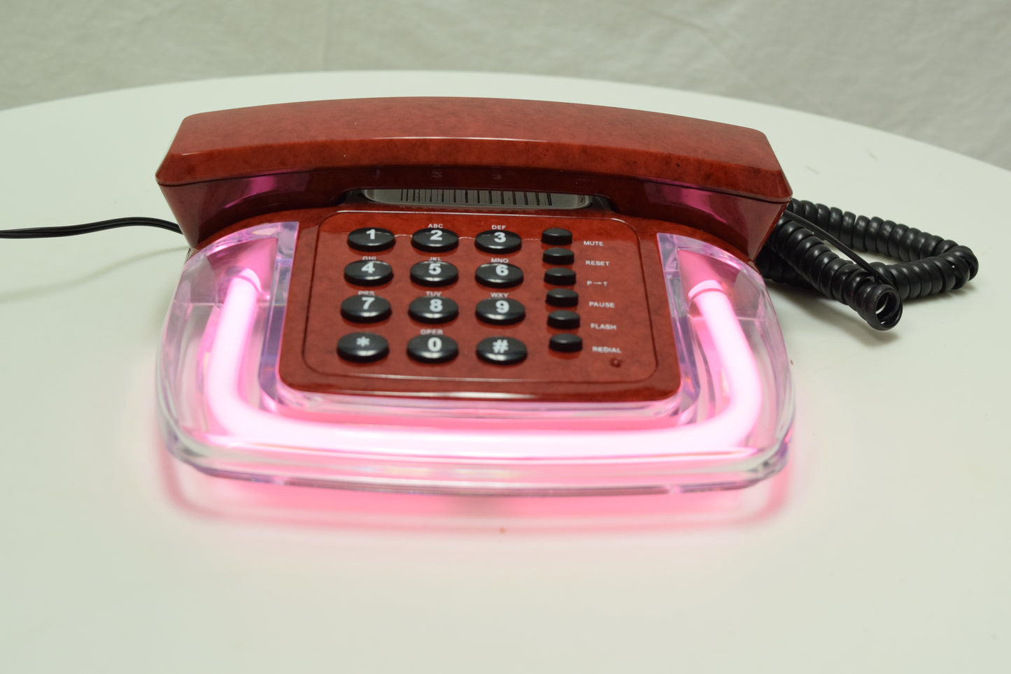 Neon Glow Telephone - Red/Clear with Pink Light