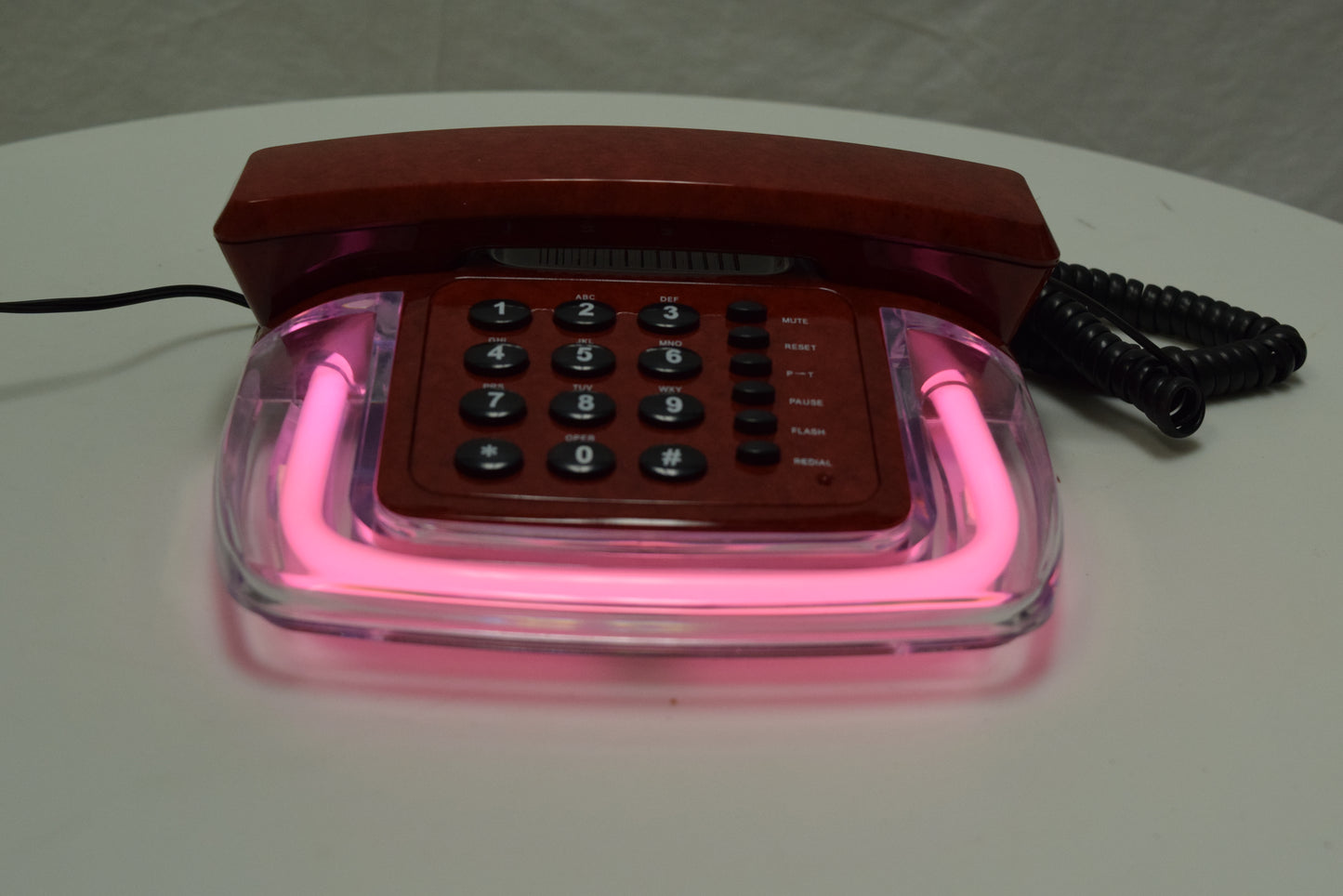 Neon Glow Telephone - Red/Clear with Pink Light