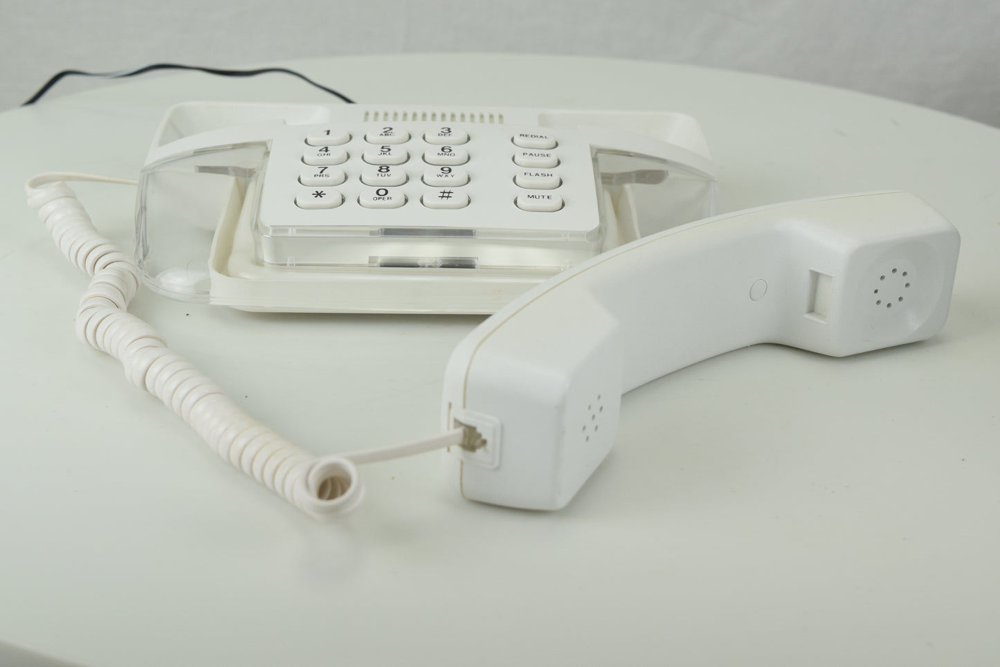 Neon Glow Telephone - White/Clear with Blue Light