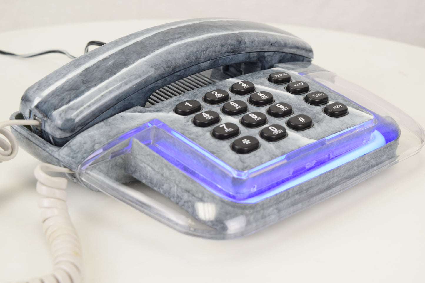 Neon Glow Telephone - Grey/Clear with Purple Light