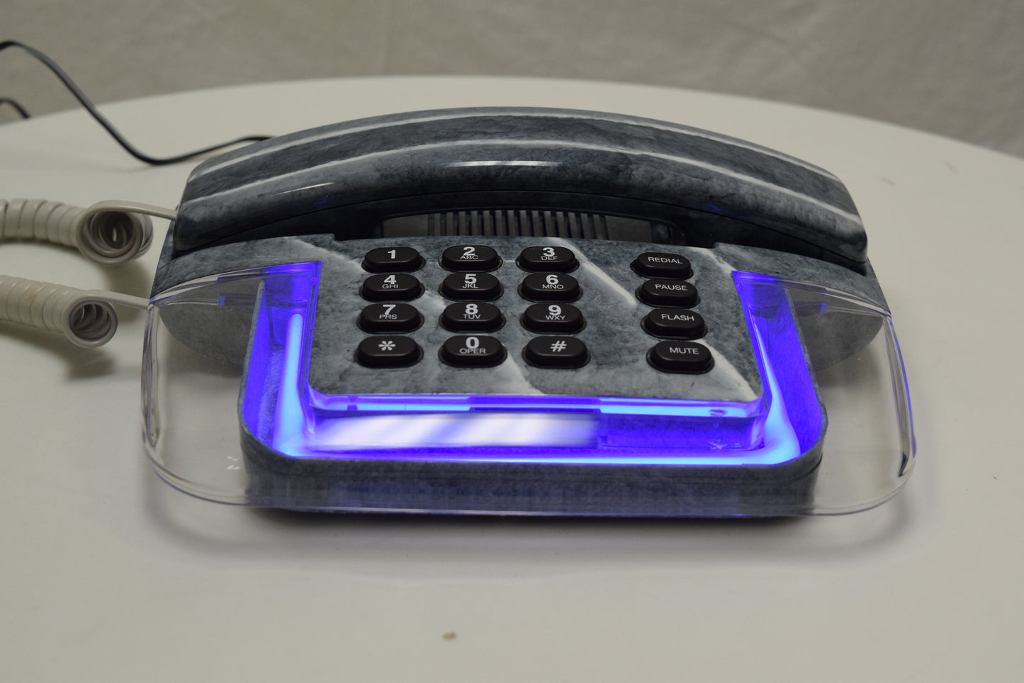 Neon Glow Telephone - Grey/Clear with Purple Light