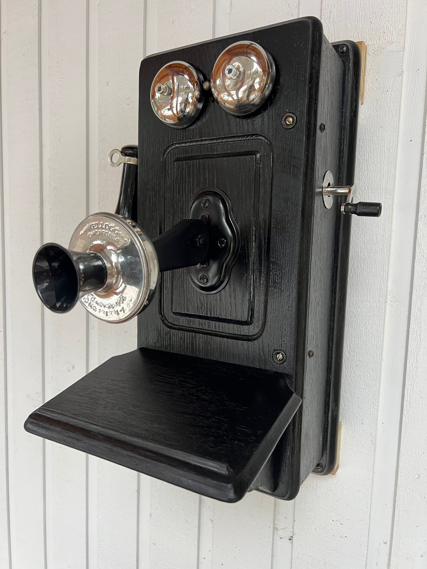 Black Wood Wall Telephone - Vintage Farmhouse Decor