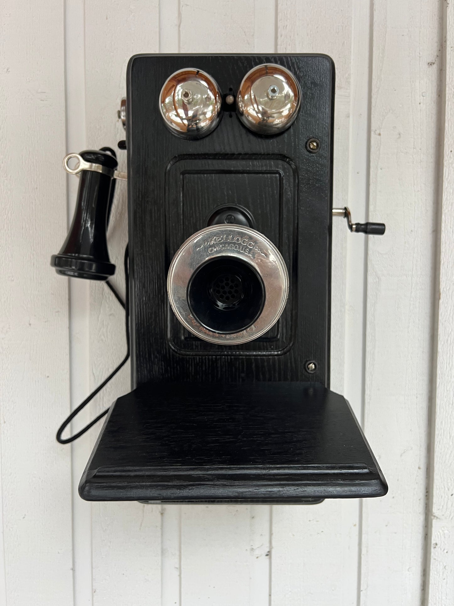 Black Wood Wall Telephone - Vintage Farmhouse Decor