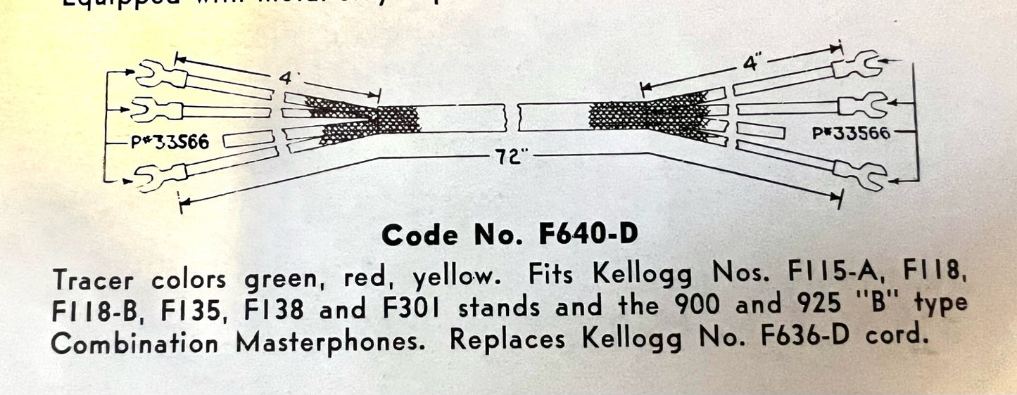 Cord- Subset - Cloth -3 Conductor- Brown - NOS OEM, EQUIV TO KELL F640D,FOR 700/725/900A/925A