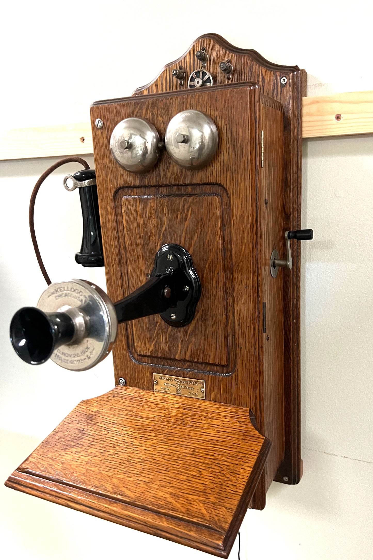 Kellogg Wood Wall Telephone with Optional Bluetooth Connection - Vintage Farmhouse Decor