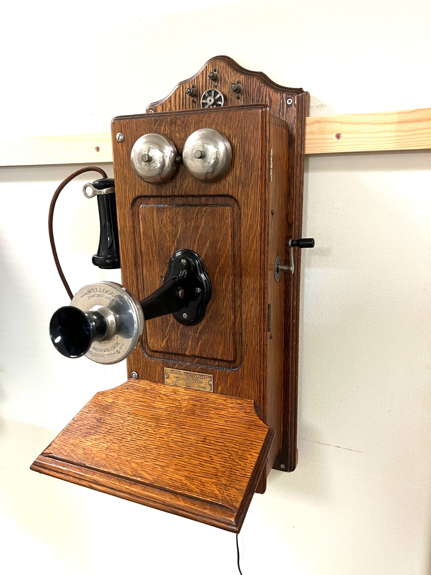 Kellogg Wood Wall Telephone with Optional Bluetooth Connection - Vintage Farmhouse Decor