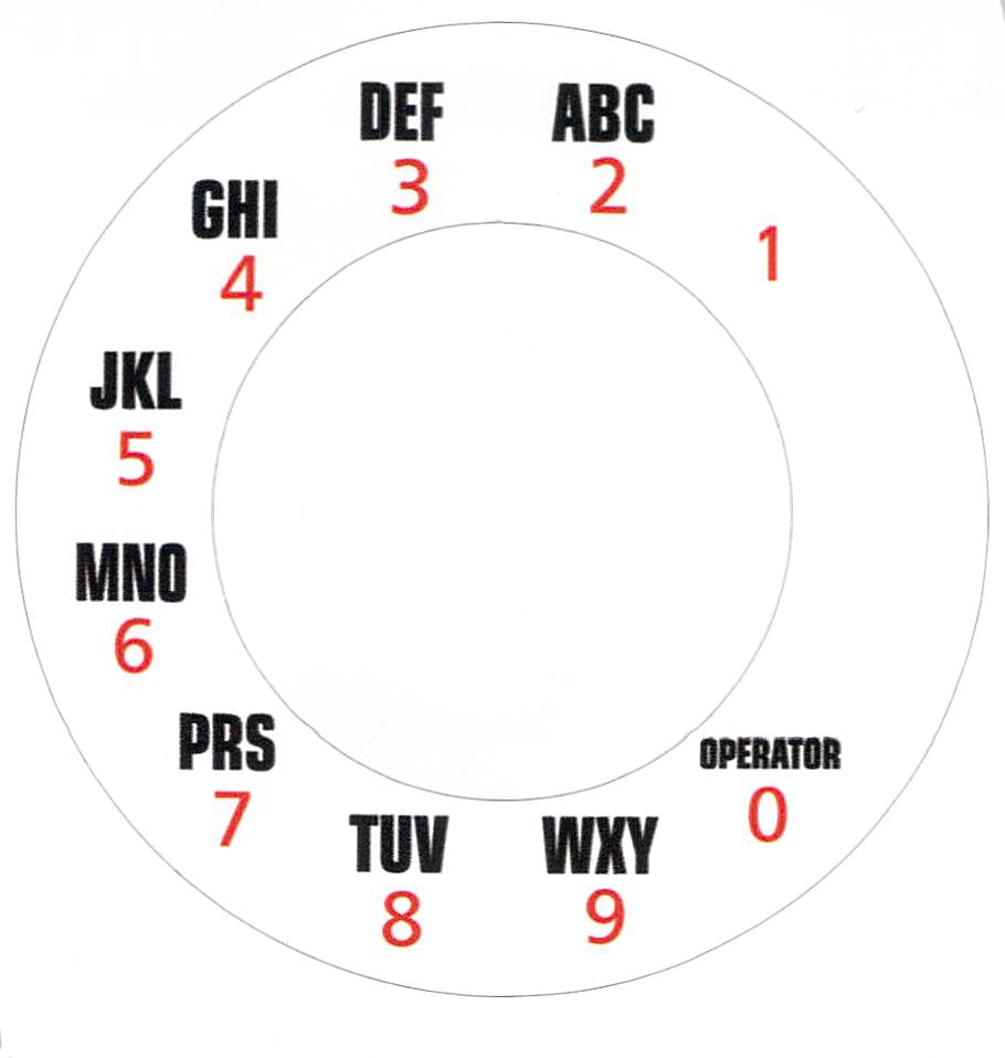 Western Electric Alphanumeric 132b Overlay  for No 2 DIals - Notchless