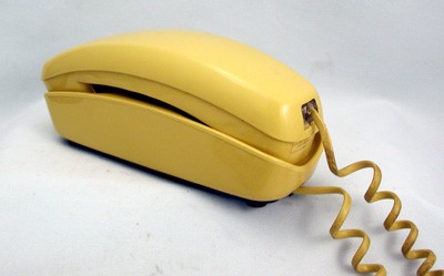 Yellow Trimline Rotary Dial Desk Phone