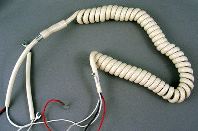 Cord - Handset - Ivory - Hardwired Curly - 4 Conductor - spade terminations.