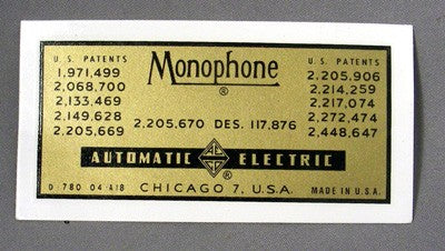 Water Decal - Automatic Electric Monophone
