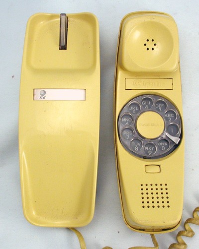 Yellow Trimline Rotary Dial Desk Phone