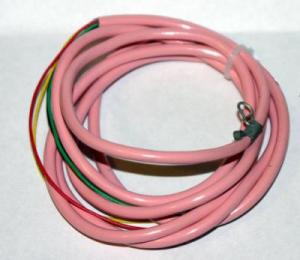 Line Cord - Pink - Vinyl - 7 feet - Spade to Spade - 4 Conductor - Round