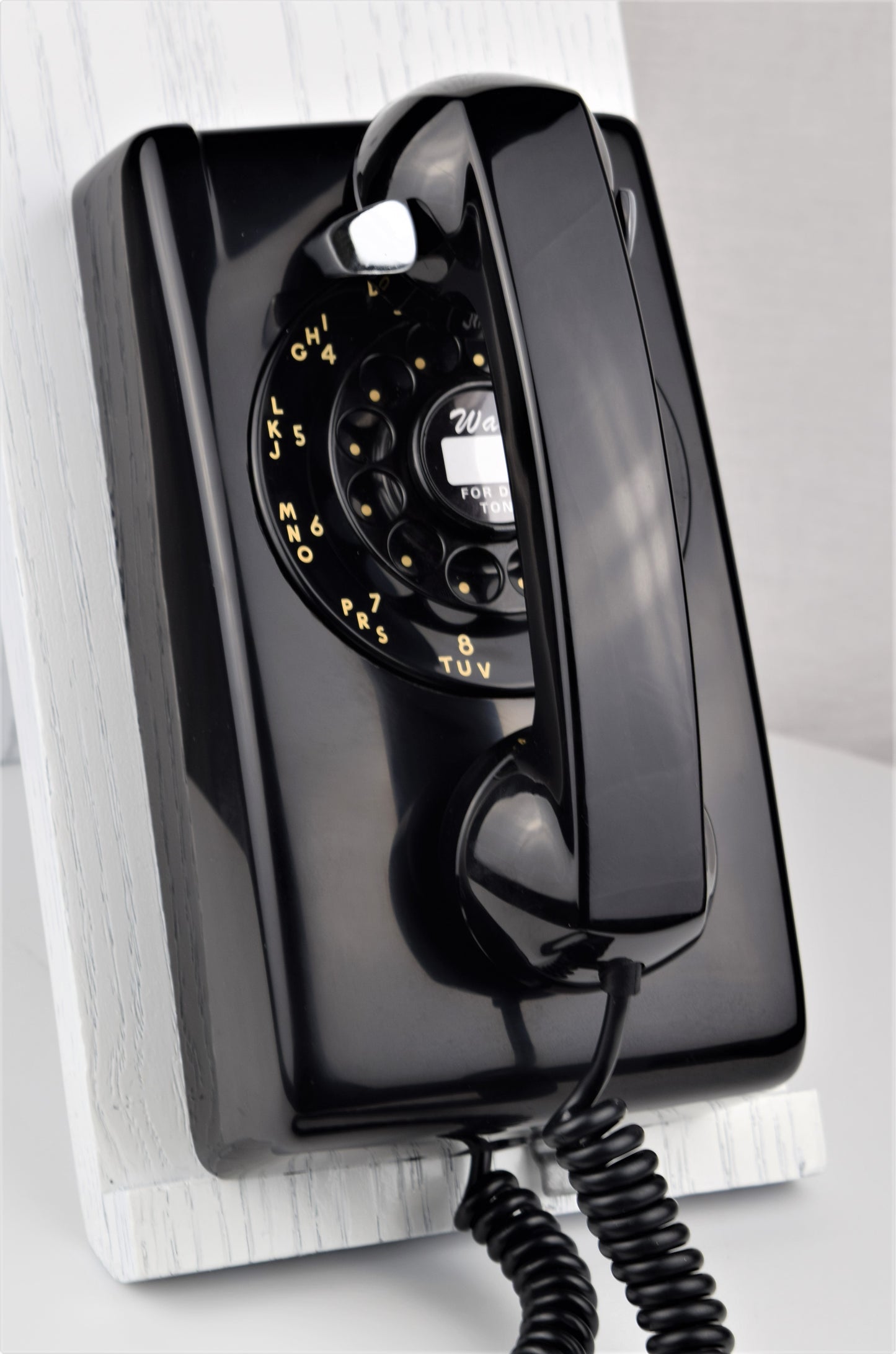 Black 554 Wall Telephone - Fully Restored and Functional with black fingerwheel