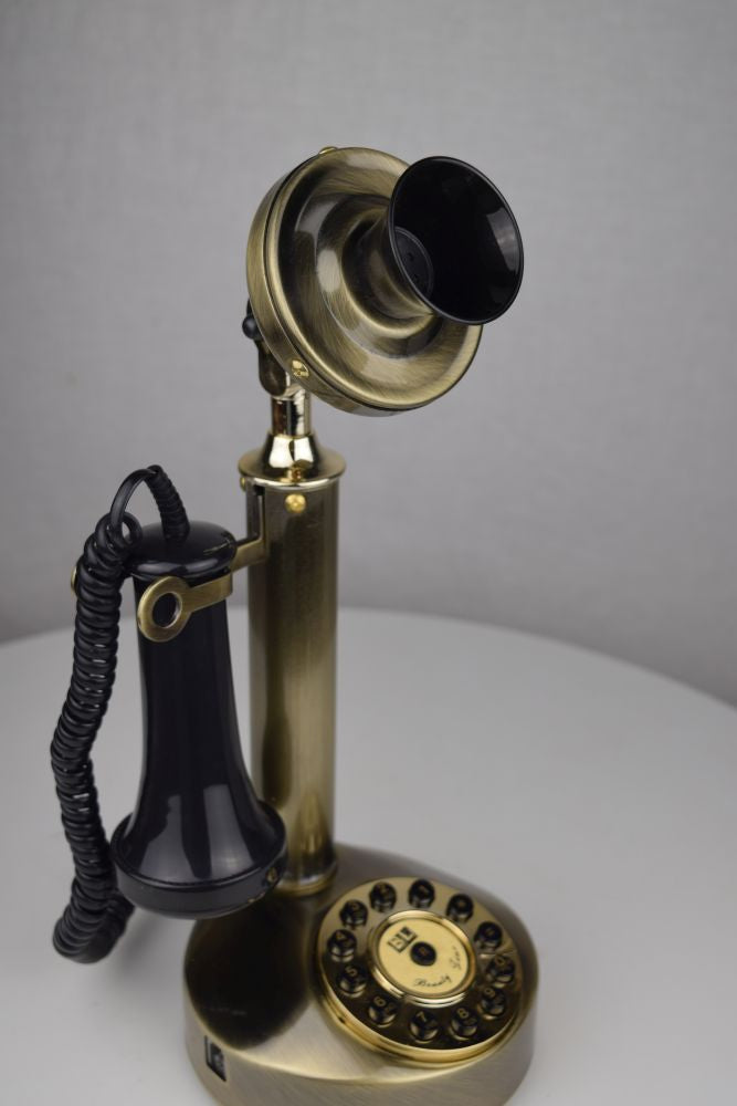 Reproduction Dial Candlestick Phone in Brushed Brass