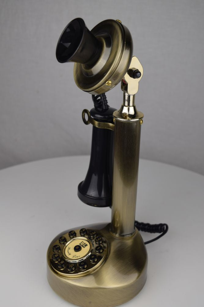 Reproduction Dial Candlestick Phone in Brushed Brass