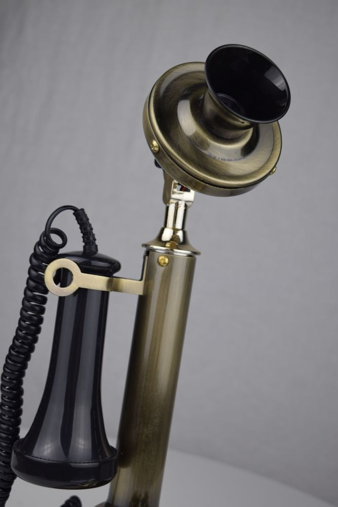 Reproduction Dial Candlestick Phone in Brushed Brass