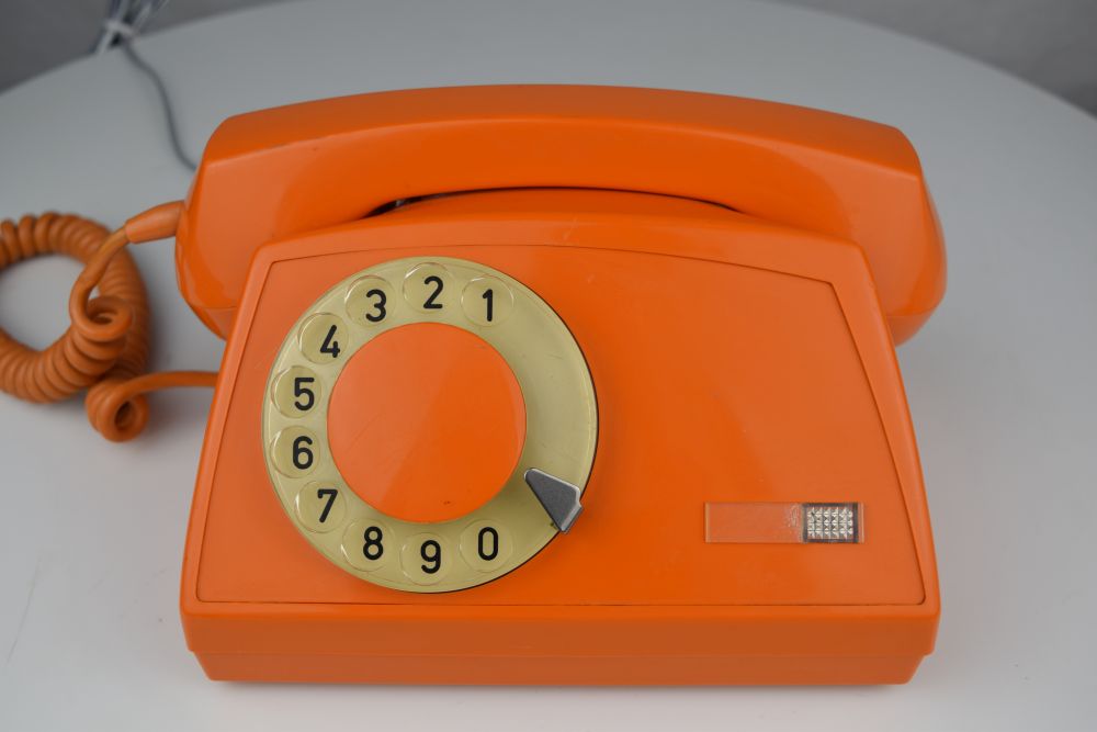Soviet Era Rotary Dial Phone - Orange