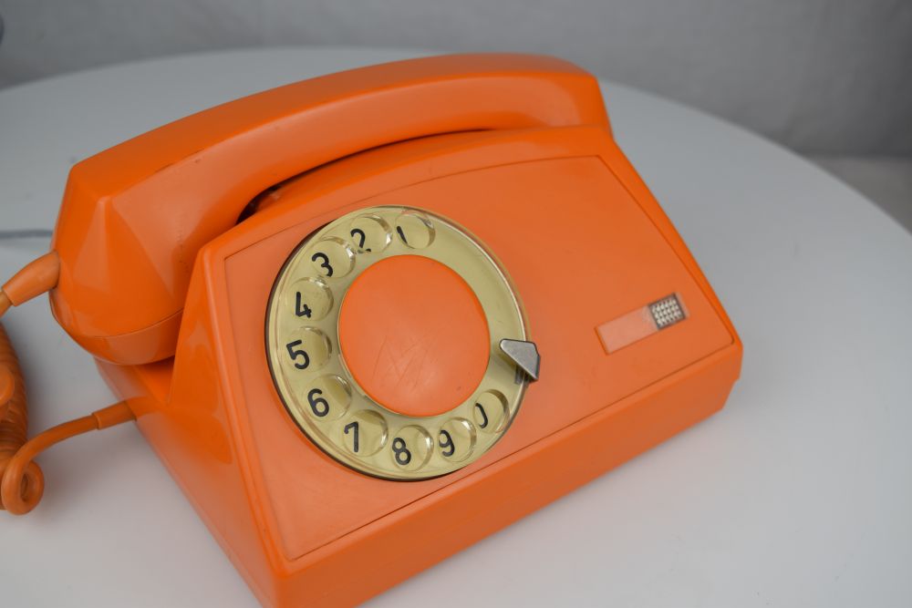 Soviet Era Rotary Dial Phone - Orange