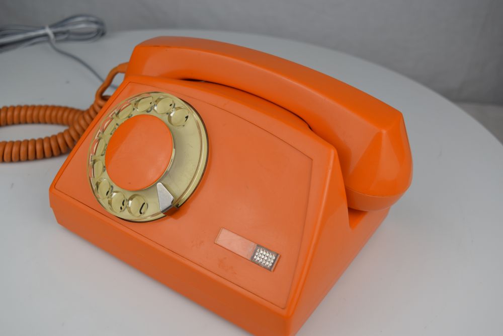 Soviet Era Rotary Dial Phone - Orange