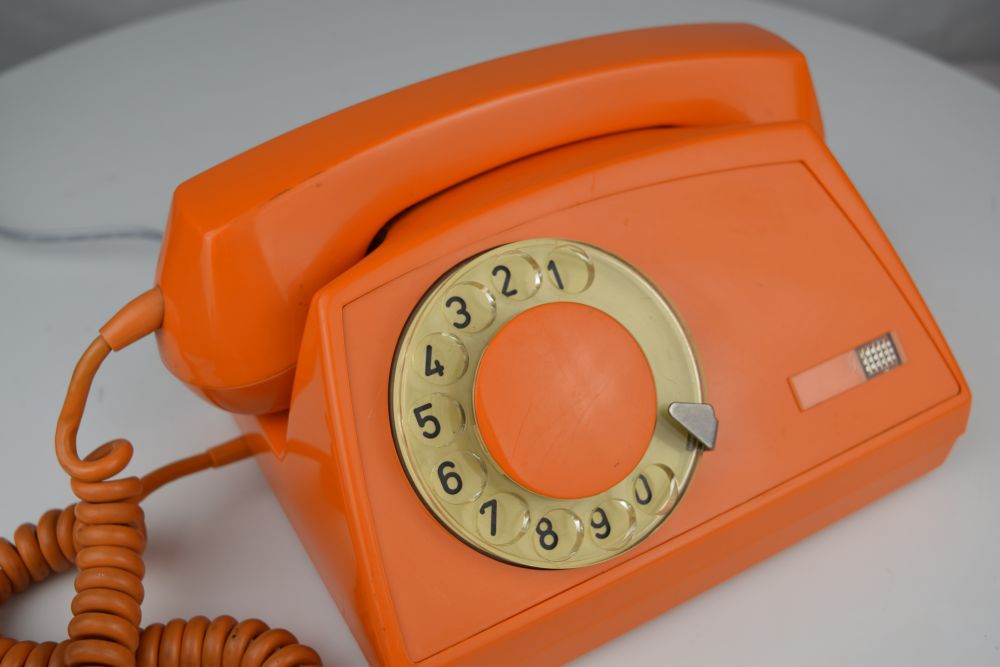 Soviet Era Rotary Dial Phone - Orange