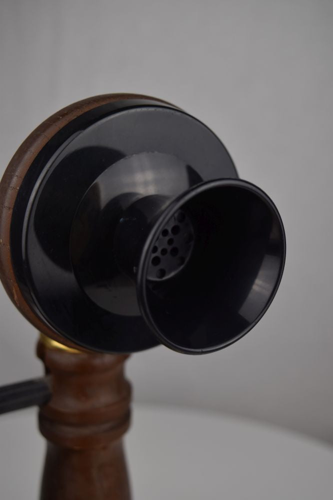 Reproduction Wooden Candlestick Phone with Rotary Dial