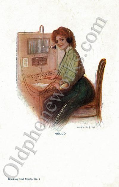 Vintage Telephone Switchboard Postcard - Hello!