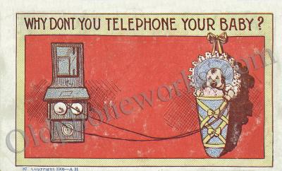 Vintage Telephone Postcard "Telephone Your Baby"
