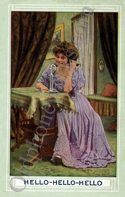 Vintage Telephone Postcard "Hello Hello Hello"