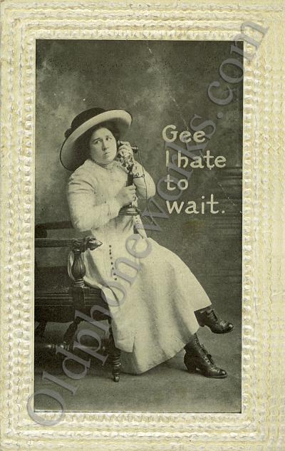 Vintage Telephone Postcard "Gee I hate to wait"