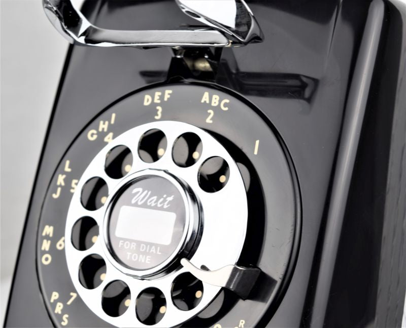 Black  554 Wall Telephone - Chrome Fingerwheel - Fully Restored and Working