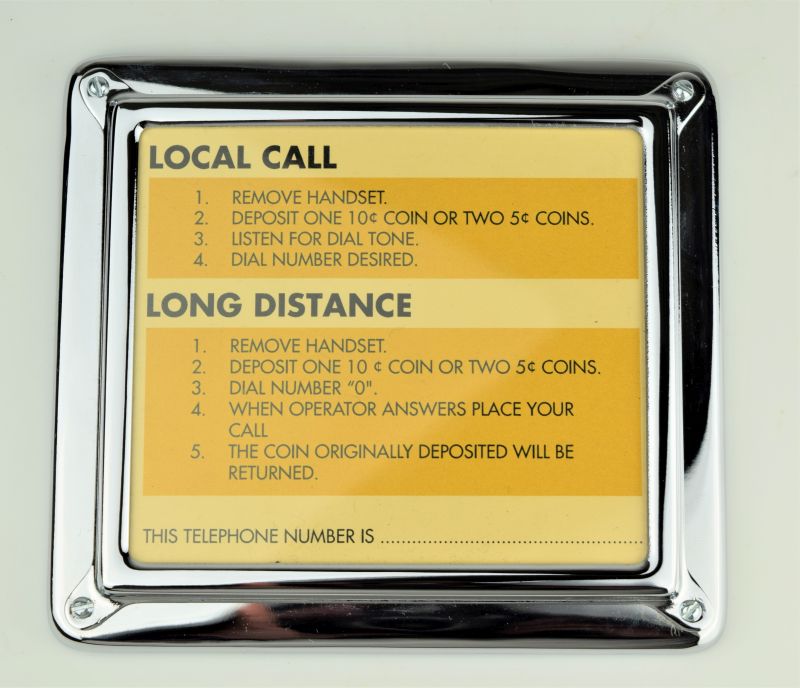 Payphone Instruction Card - Chrome