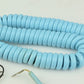 Cord - Handset - Aqua Blue - Hardwired Curly  - 4 Conductor - Spade Terminations