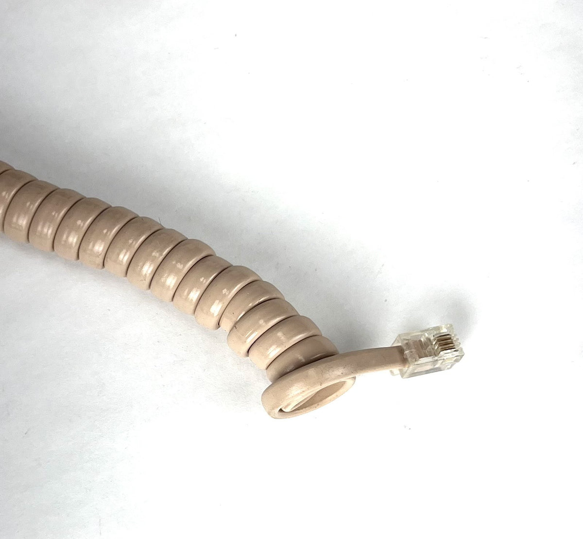 Hand Set Modulars Cord - Handset - Vinyl - Beige - Modular Curly – oldphoneworks