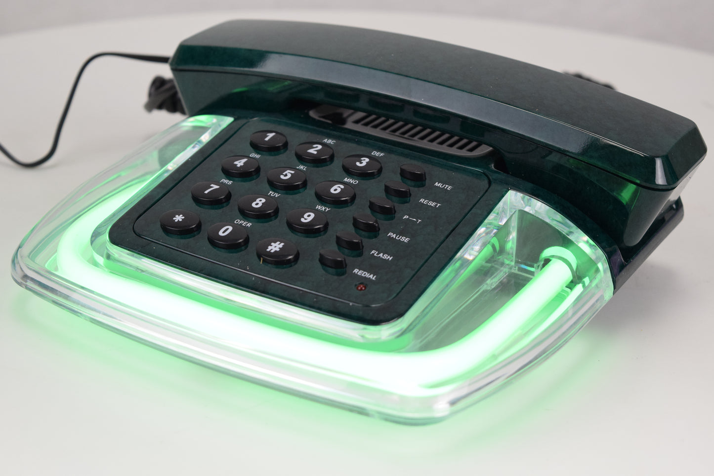 Neon Glow Telephone - Black/Clear with Green Light