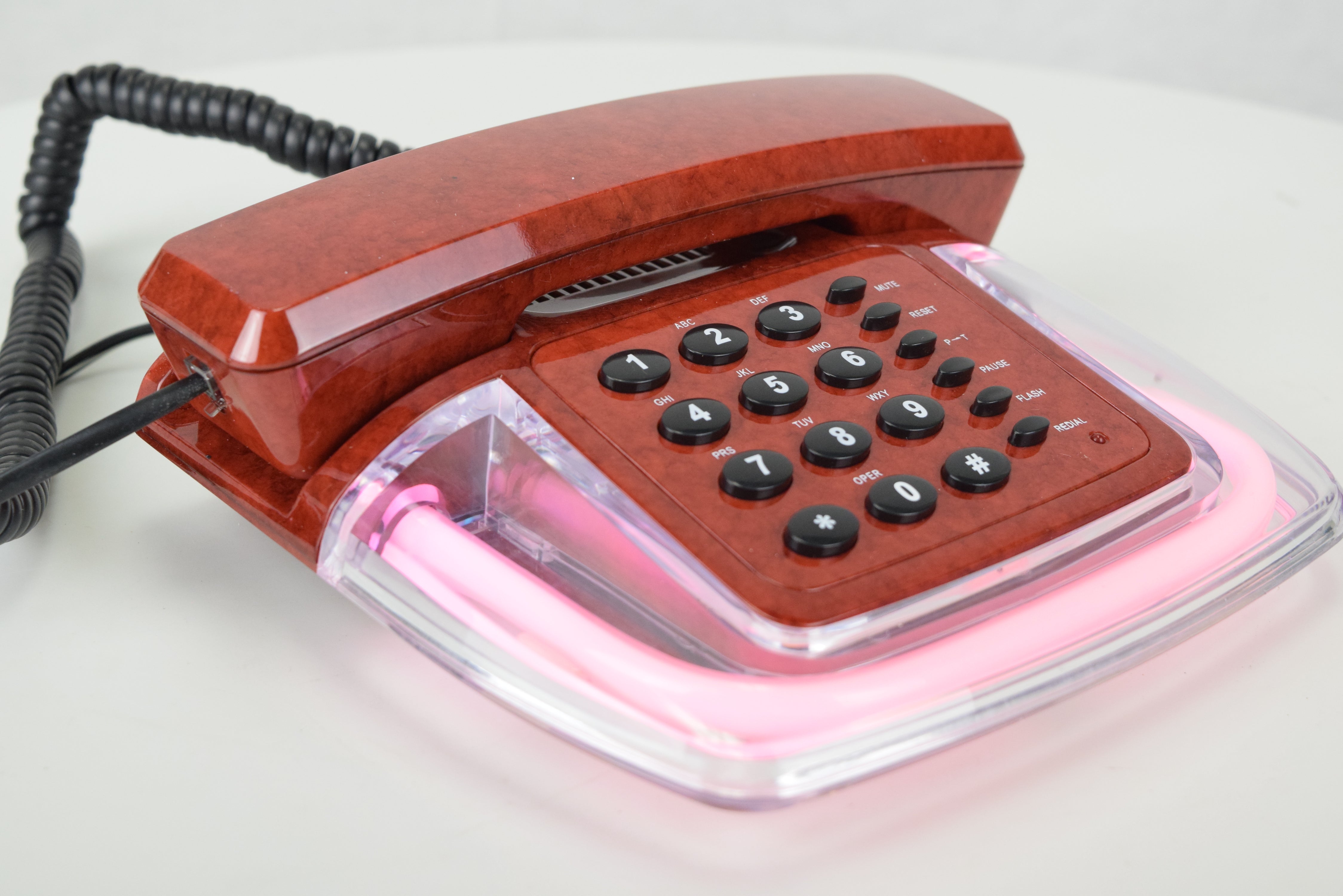 Neon Glow Telephone - Red/Clear with Pink Light – oldphoneworks