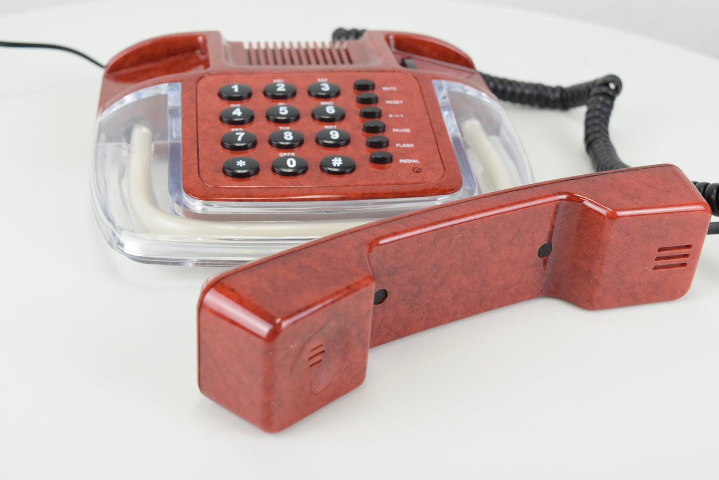 Neon Glow Telephone - Red/Clear with Pink Light
