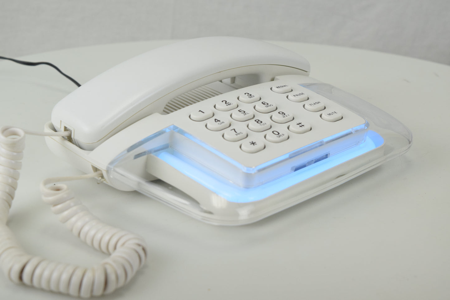 Neon Glow Telephone - White/Clear with Blue Light