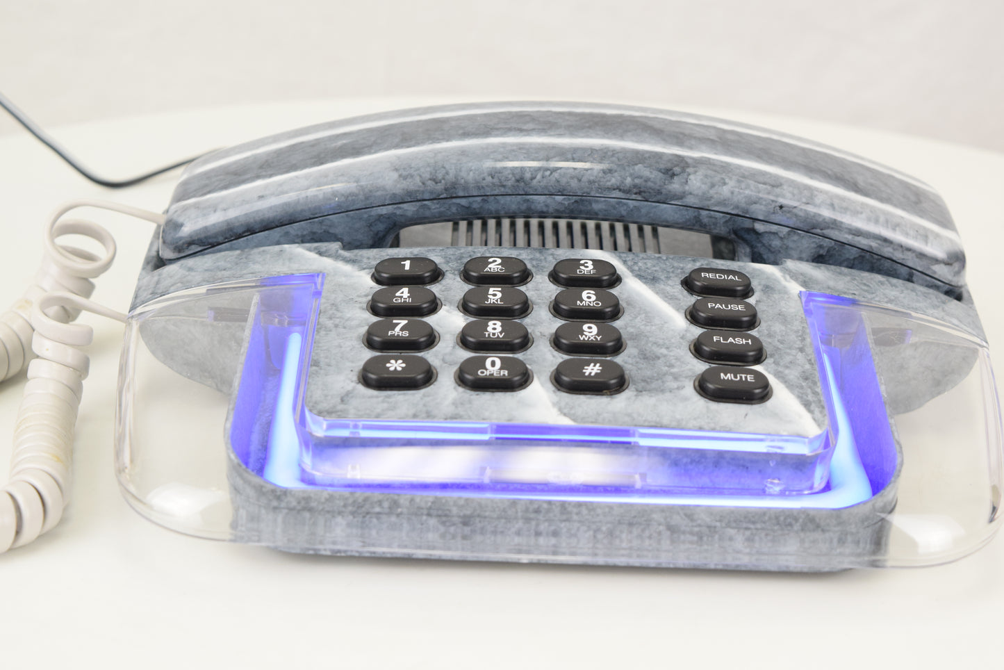 Neon Glow Telephone - Grey/Clear with Purple Light